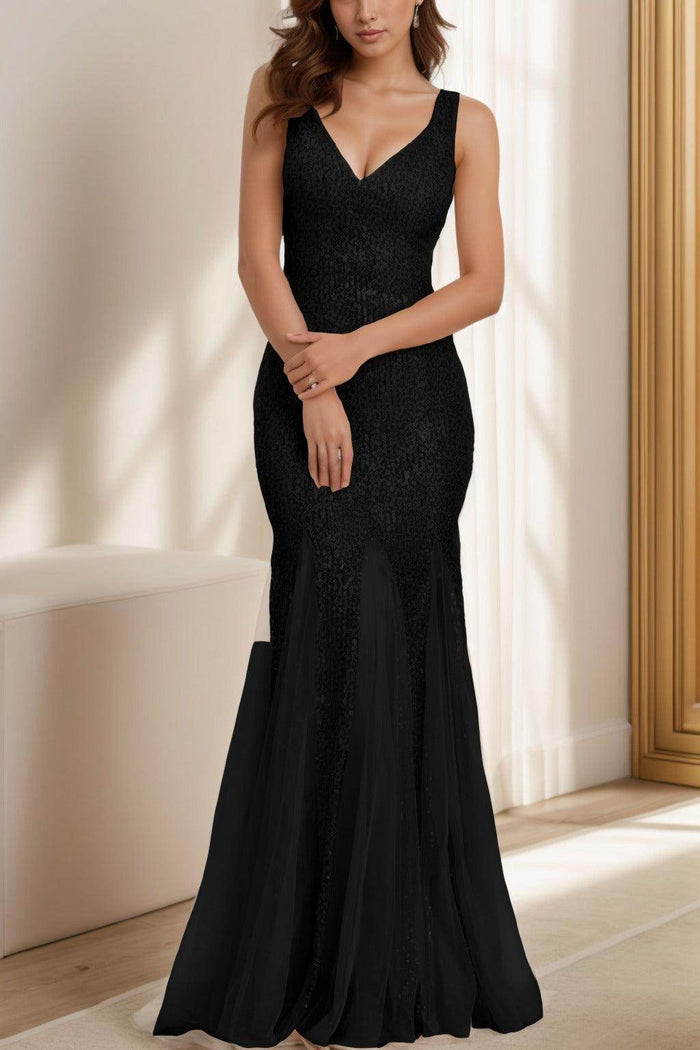 Trumpet-Mermaid Floor Length Sequined Prom Dress CS0426 - COCOMELODY
