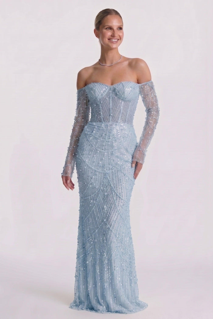 Trumpet-Mermaid Maxi Lace Wedding Guest Dress CG0323