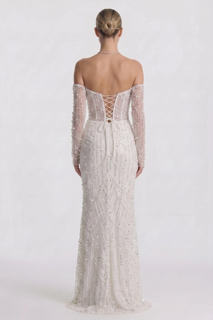 Trumpet-Mermaid Maxi Lace Wedding Guest Dress CG0323