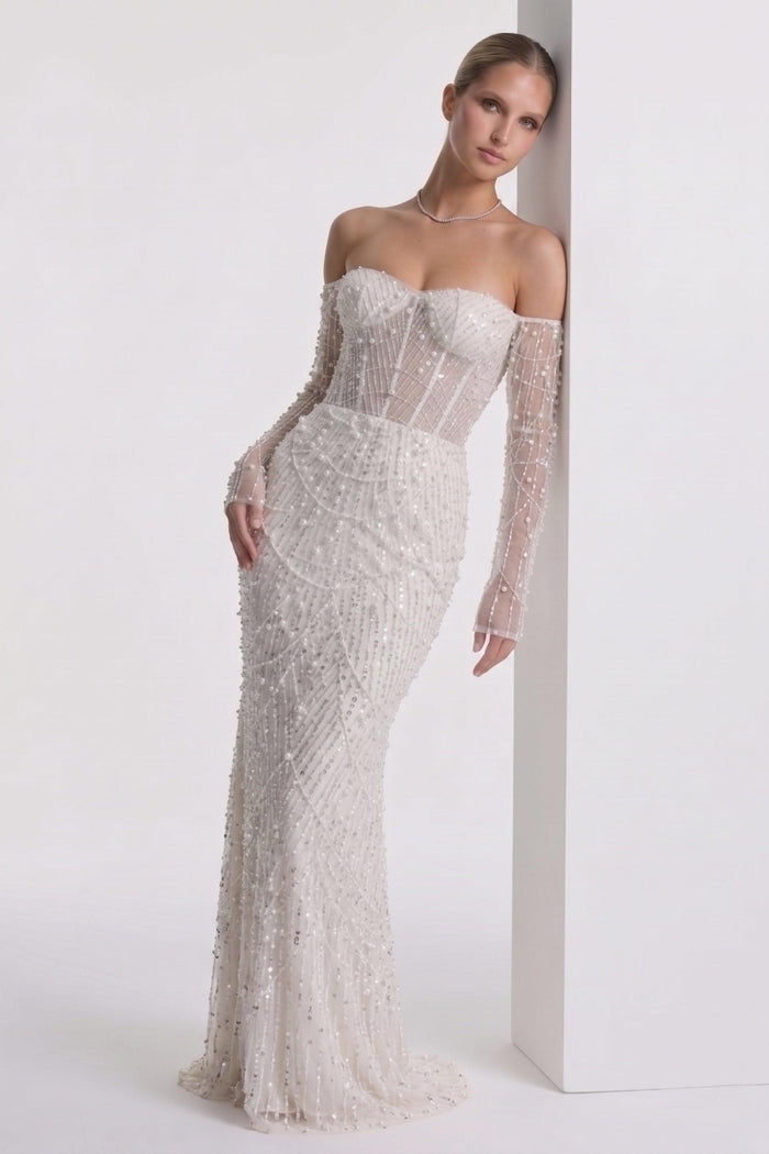 Trumpet-Mermaid Maxi Lace Wedding Guest Dress CG0323