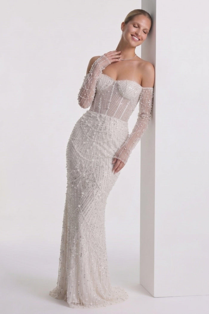 Trumpet-Mermaid Maxi Lace Wedding Guest Dress CG0323
