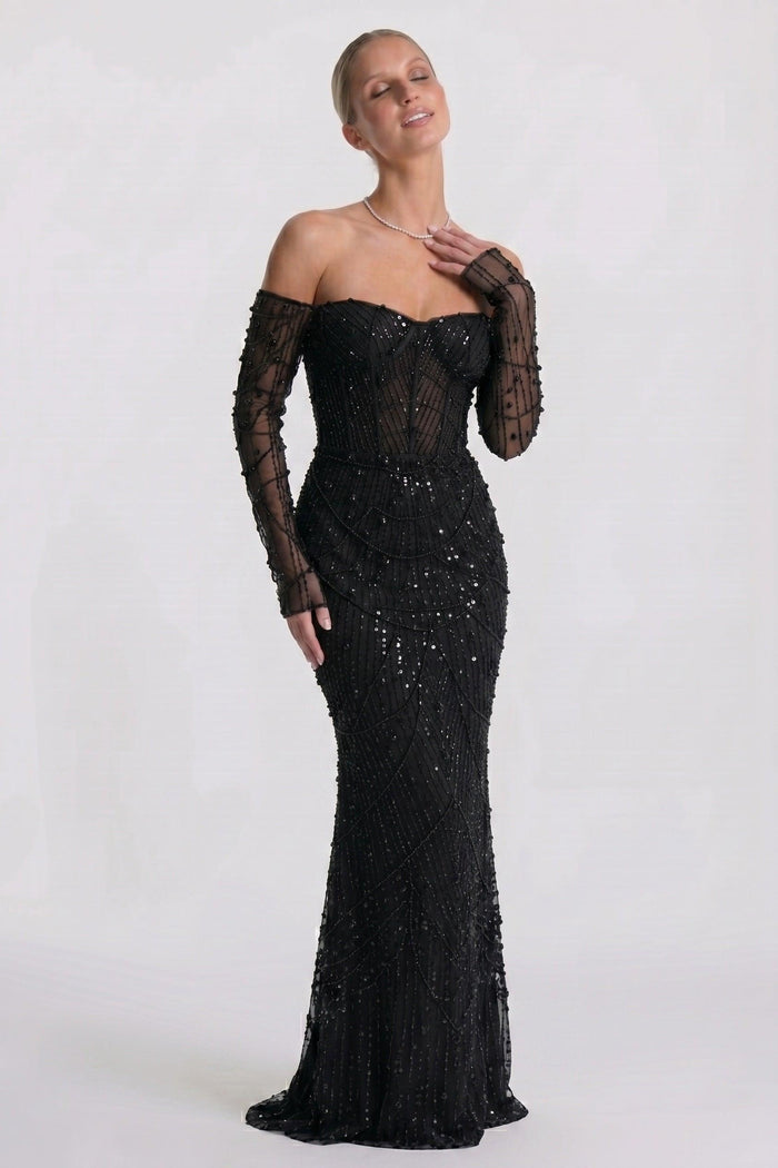 Trumpet-Mermaid Maxi Lace Wedding Guest Dress CG0323