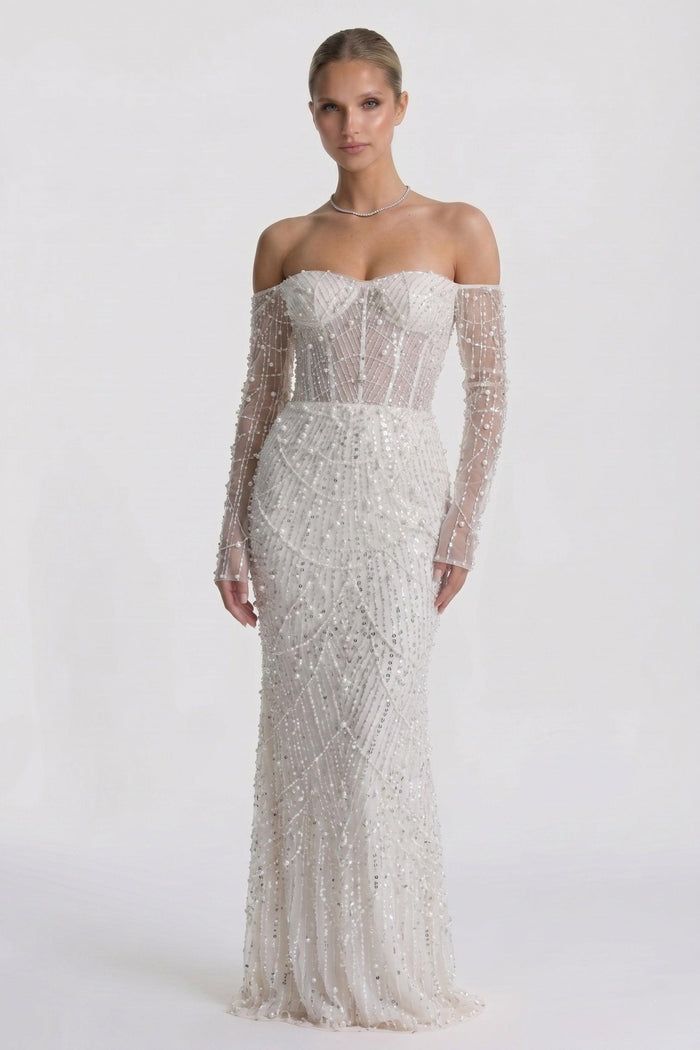 Trumpet-Mermaid Maxi Lace Wedding Guest Dress CG0323
