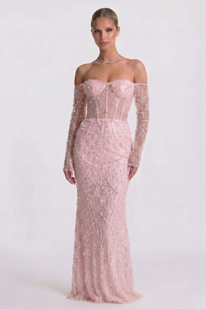 Trumpet-Mermaid Maxi Lace Wedding Guest Dress CG0323