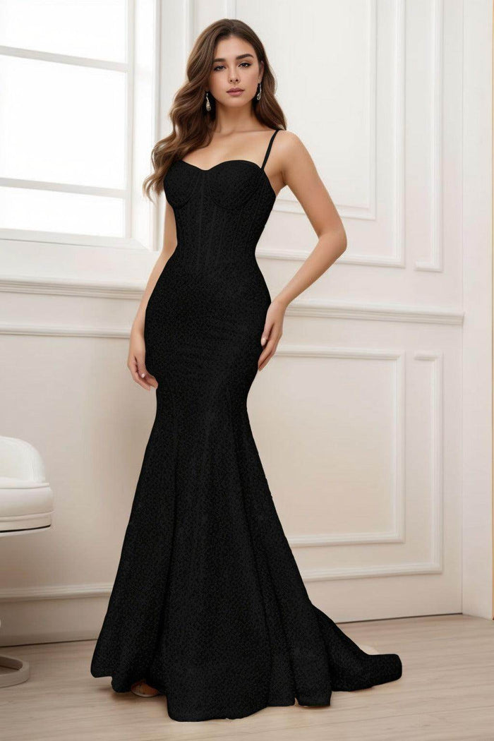 Trumpet-Mermaid Sweep-Brush Train Sequined Prom Dress CS0430 - COCOMELODY