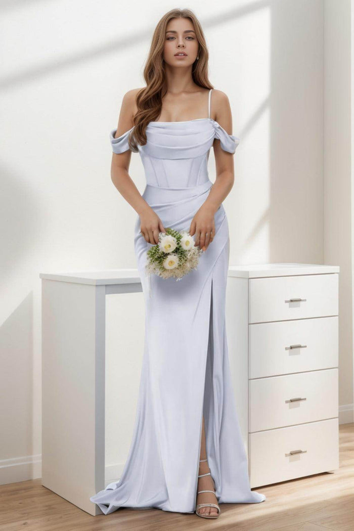 Trumpet-Mermaid Sweep-Brush Train Silk-Like Prom Dress CS0399 - COCOMELODY