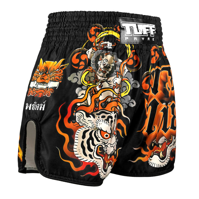 TUFFPAYAK Muay Thai Shorts Boxing Trunks Retro Style (TPY-RMS001-BLK)