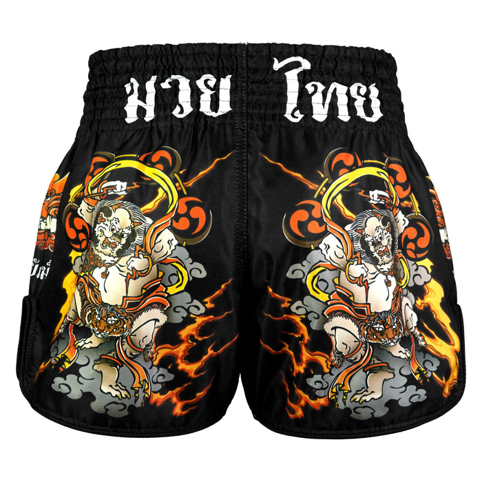 TUFFPAYAK Muay Thai Shorts Boxing Trunks Retro Style (TPY-RMS001-BLK)