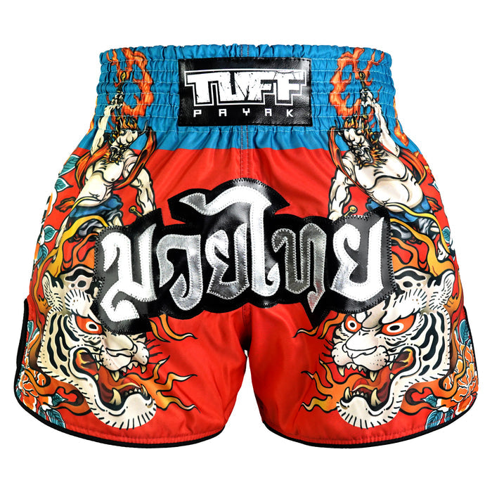 TUFFPAYAK Muay Thai Shorts Boxing Trunks Retro Style (TPY-RMS002-RED)