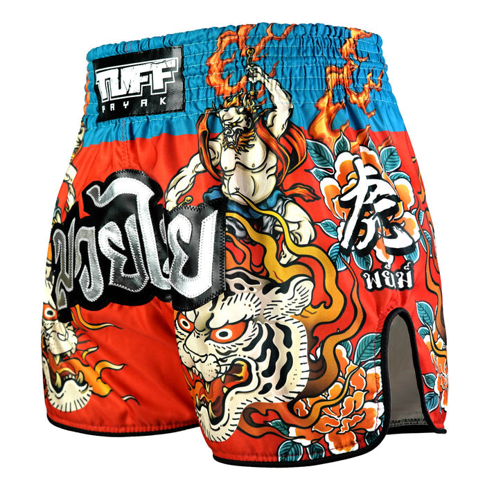 TUFFPAYAK Muay Thai Shorts Boxing Trunks Retro Style (TPY-RMS002-RED)