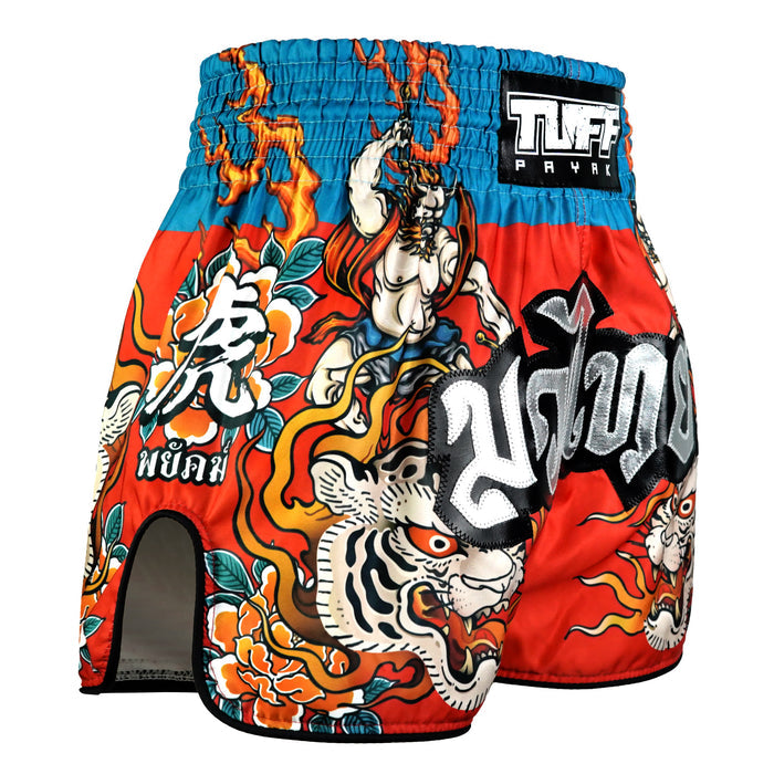 TUFFPAYAK Muay Thai Shorts Boxing Trunks Retro Style (TPY-RMS002-RED)