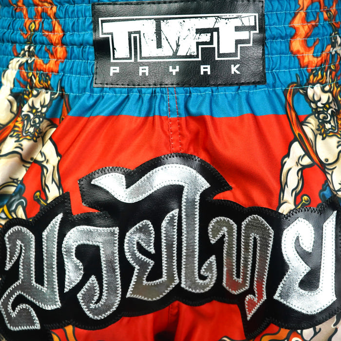 TUFFPAYAK Muay Thai Shorts Boxing Trunks Retro Style (TPY-RMS002-RED)