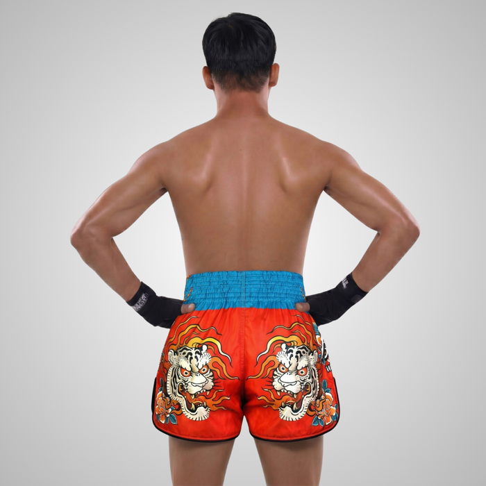 TUFFPAYAK Muay Thai Shorts Boxing Trunks Retro Style (TPY-RMS002-RED)