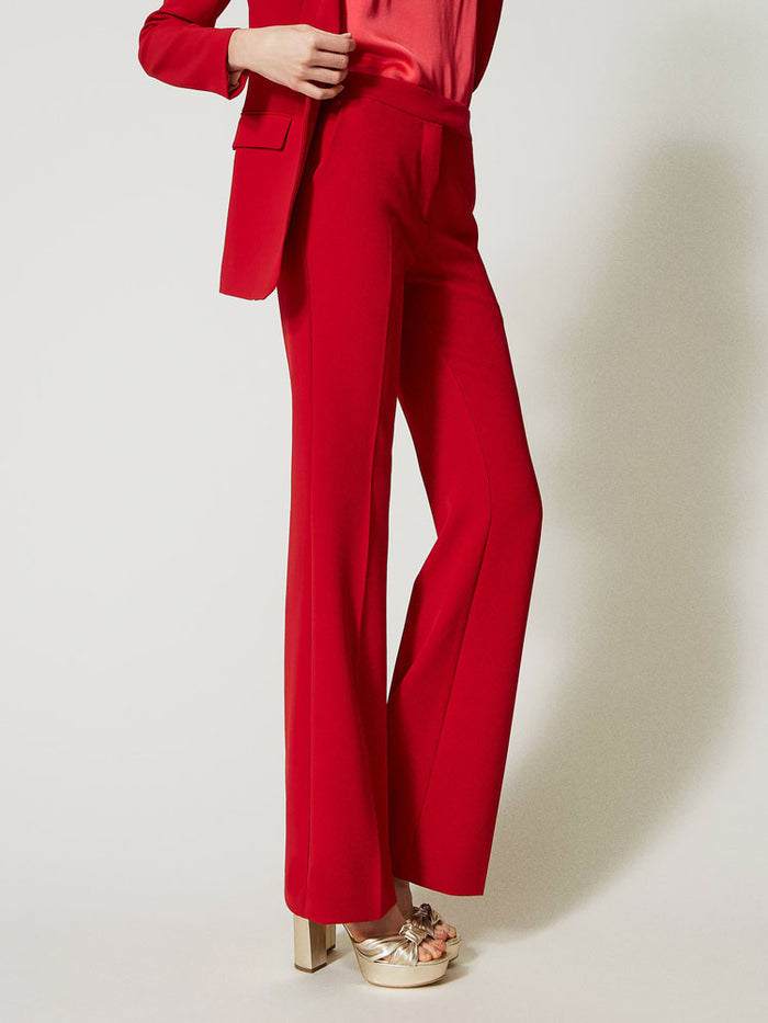 Twinset Crêpe Flared Trousers Red