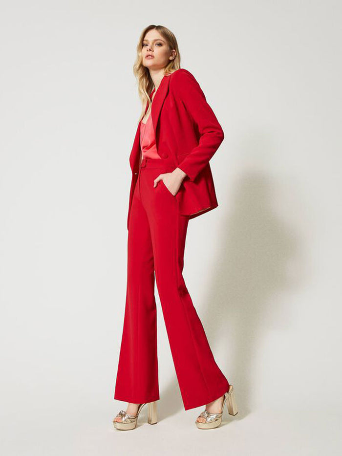 Twinset Crêpe Flared Trousers Red