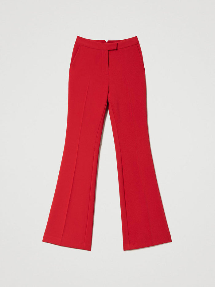 Twinset Crêpe Flared Trousers Red