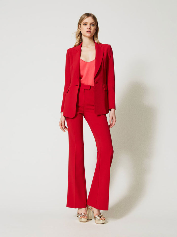 Twinset Crêpe Flared Trousers Red