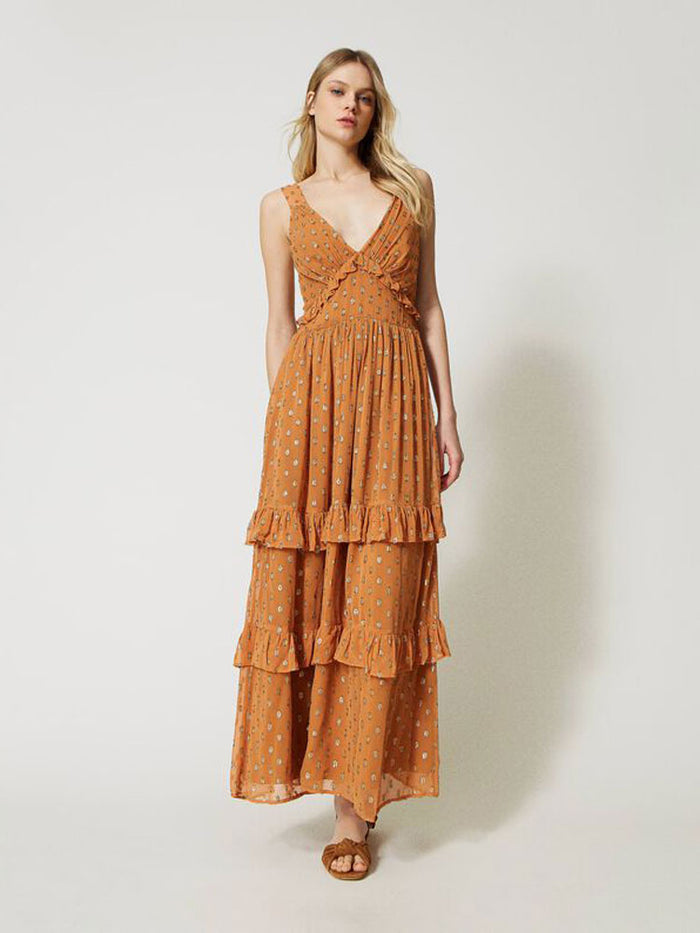 Twinset Long Georgette Dress Siena Chiaro