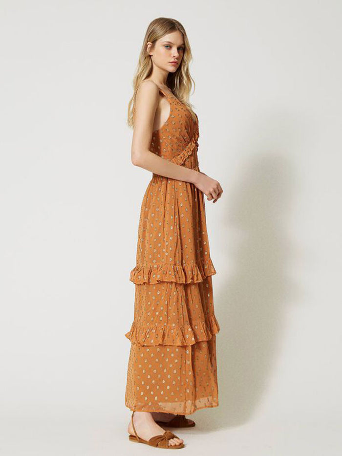 Twinset Long Georgette Dress Siena Chiaro