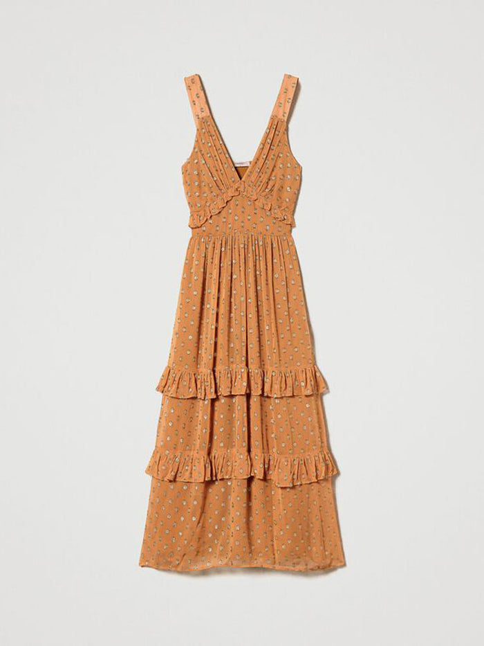 Twinset Long Georgette Dress Siena Chiaro