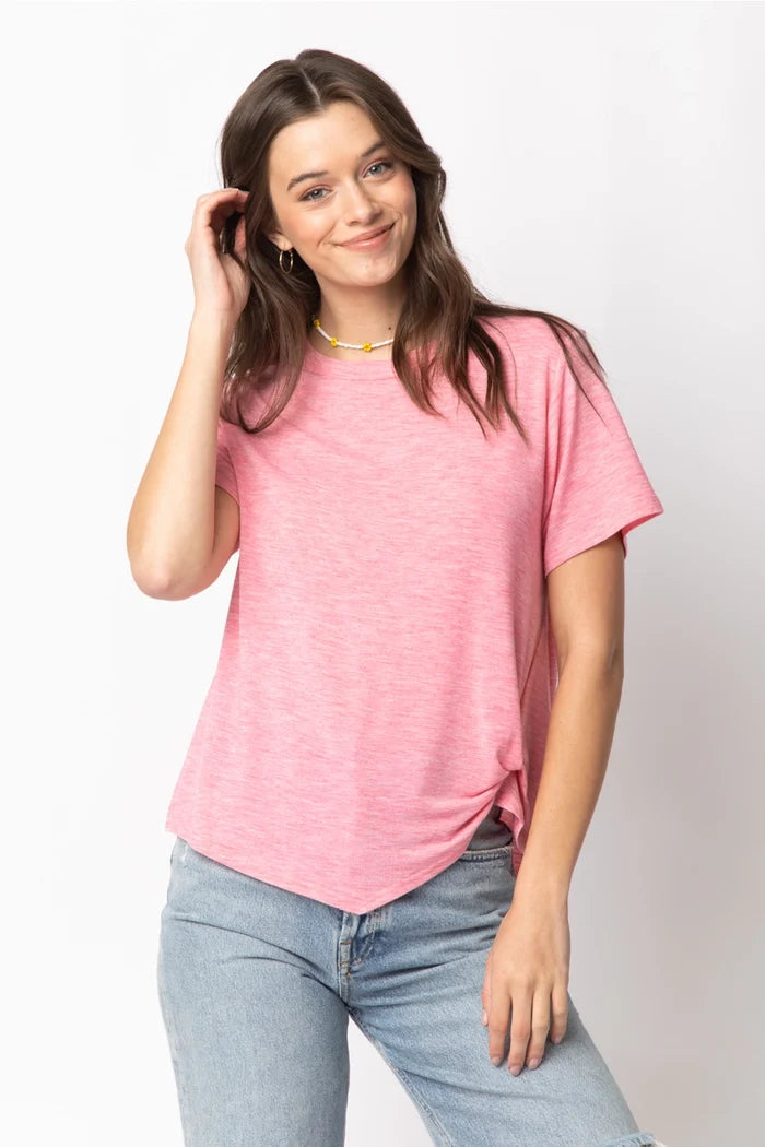 Twisted Hem Knit Top *Pink - Deer Creek Mercantile