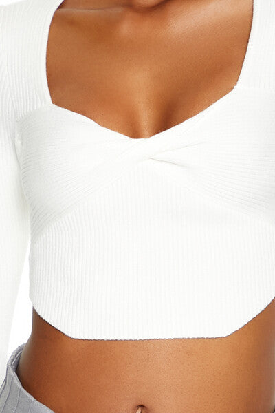 Twisted Sweater-Knit Crop Top