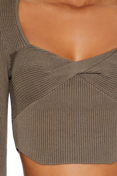 Twisted Sweater-Knit Crop Top