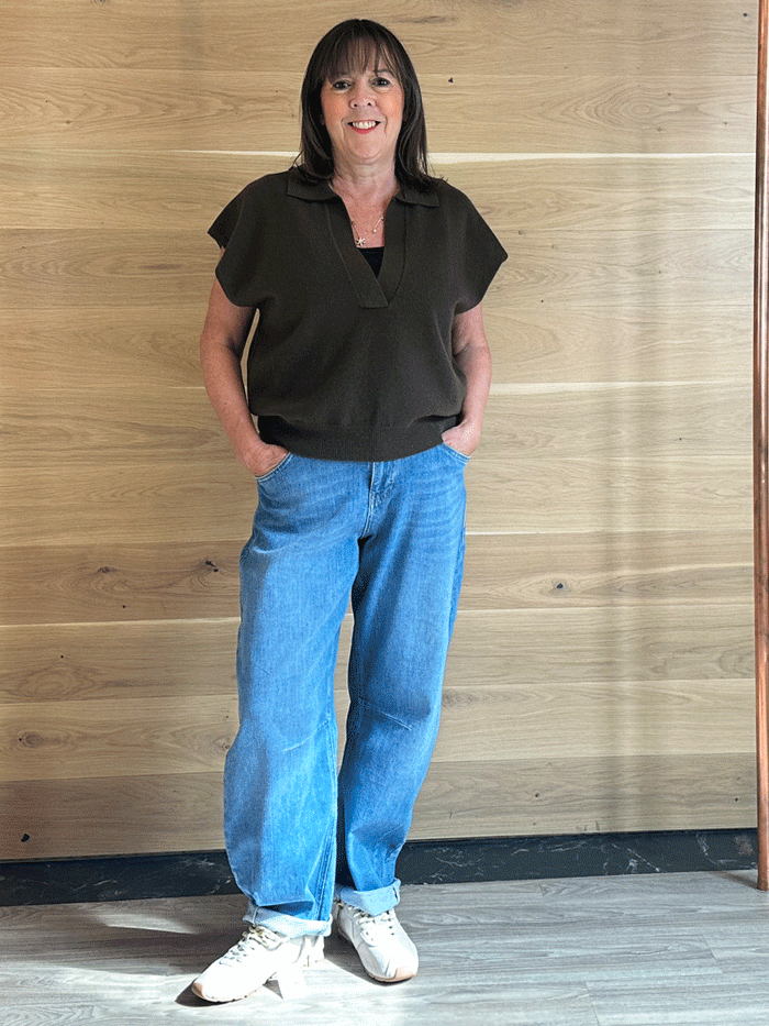 TWNS The Label Okaloosa Sleeveless Polo-Neck Sweater Dark Khaki