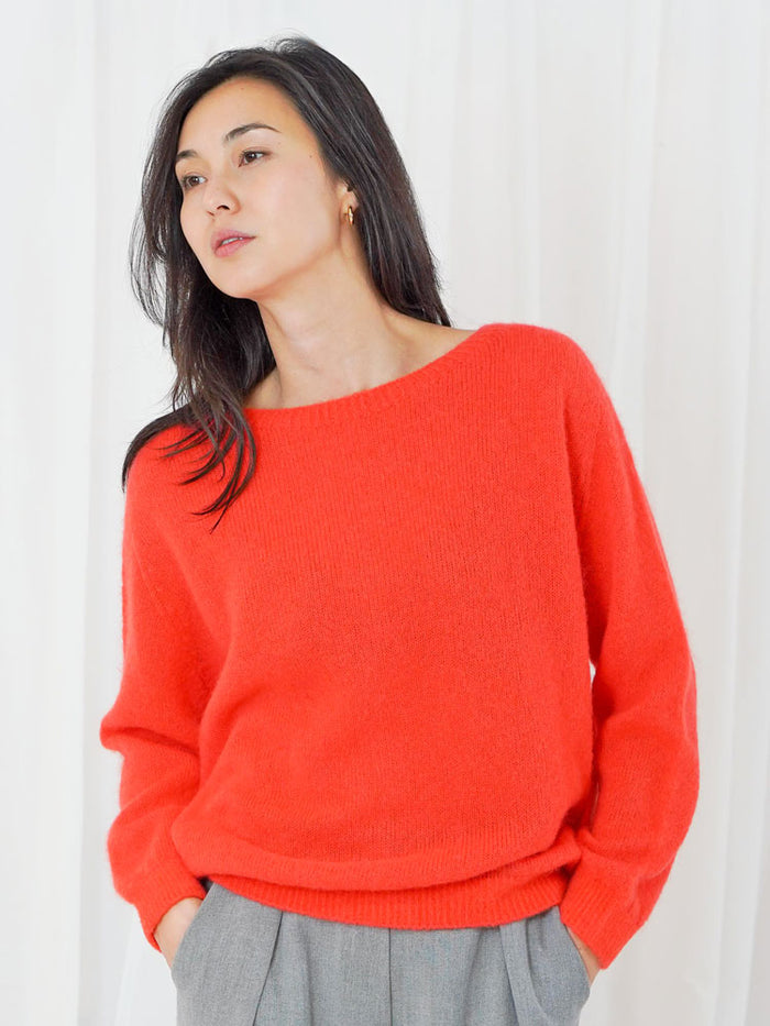 TWNS The Label Sanibel Long-Sleeved Boat Neck Sweater Fire