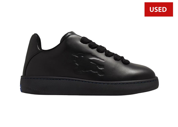 (USED) Burberry Leather Box Sneaker Debossed Equestrian Knight Black - Sz 6.5