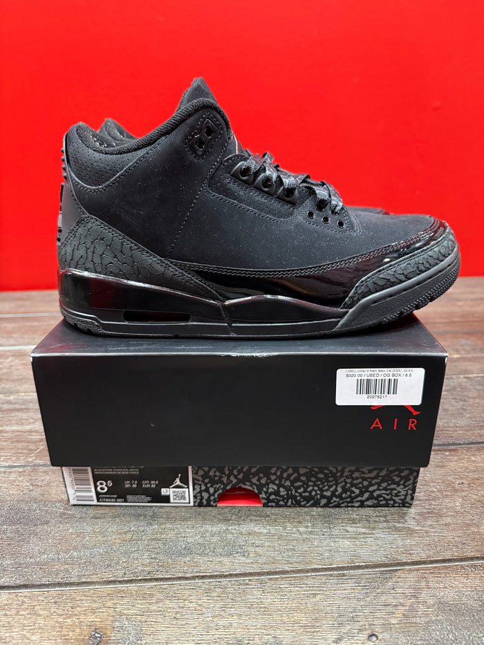 (USED) Jordan 3 Retro Black Cat (2025) - Sz 8.5