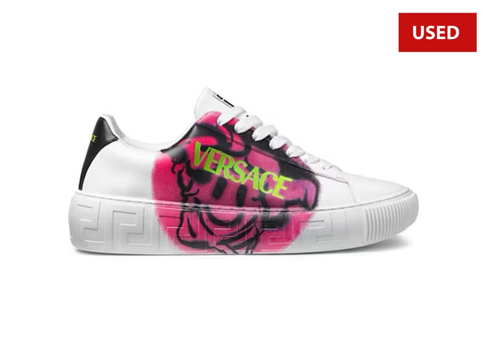 (USED) Versace Medusa Greca Low Smiling White - Sz 9