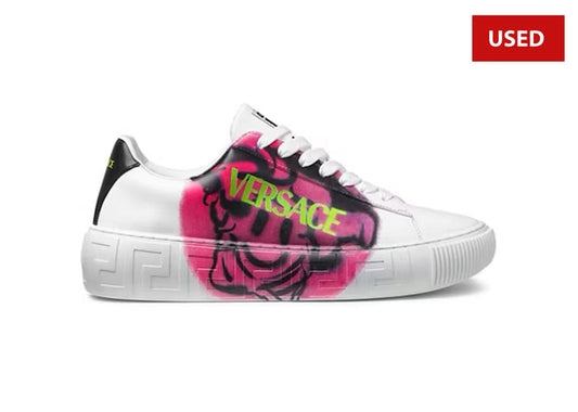 (USED) Versace Medusa Greca Low Smiling White - Sz 9