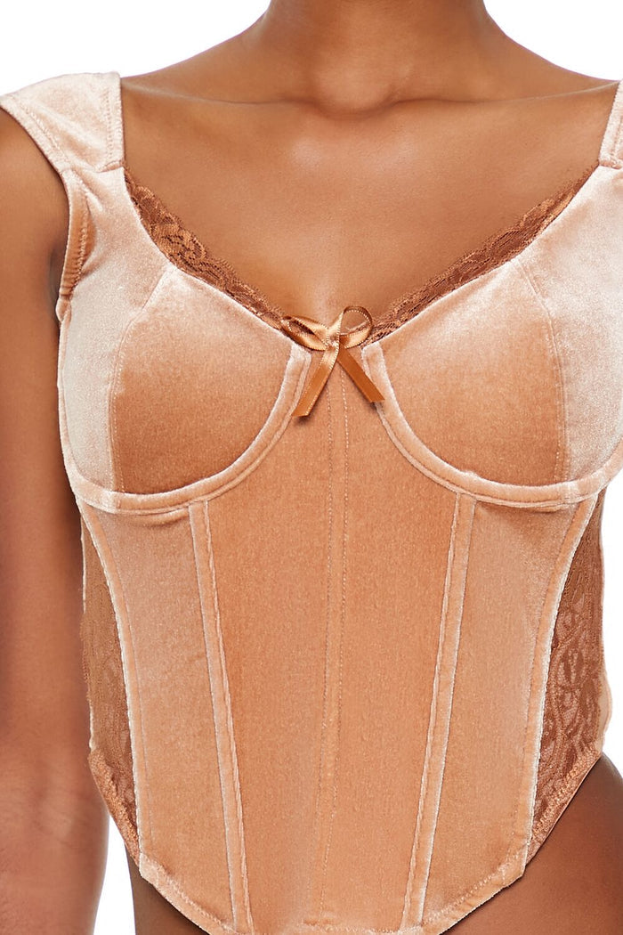 Velvet Bow Bustier Crop Top