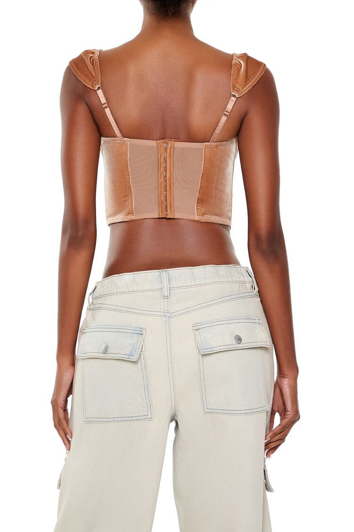 Velvet Bow Bustier Crop Top