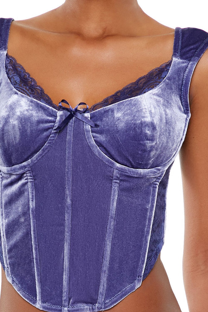 Velvet Bow Bustier Crop Top
