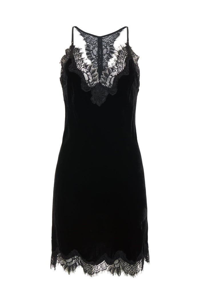 Velvet Razorback Lace Dress Black - Last Chance!