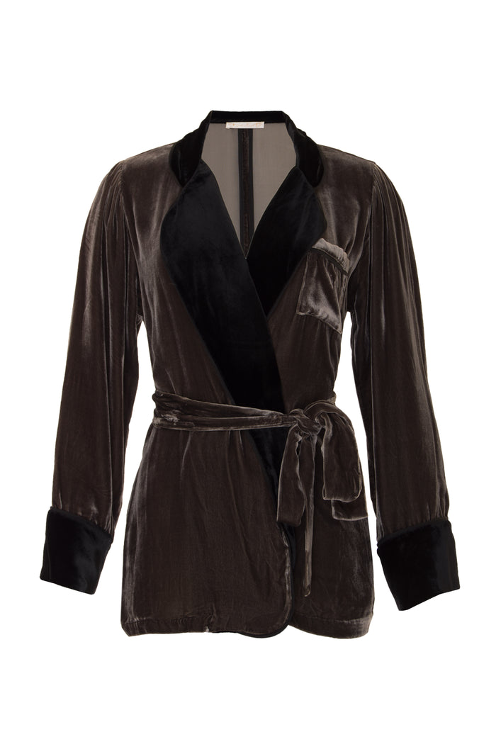 Velvet Robe Blazer - Pewter