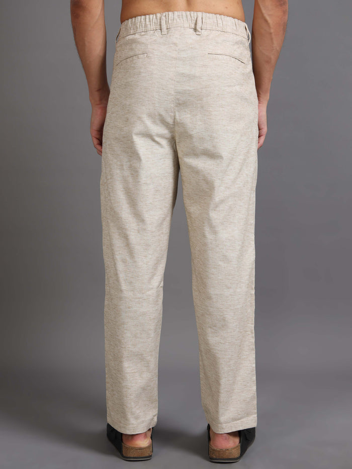 Versatile Pleated Trouser In Beige Online - Slacks For Men
