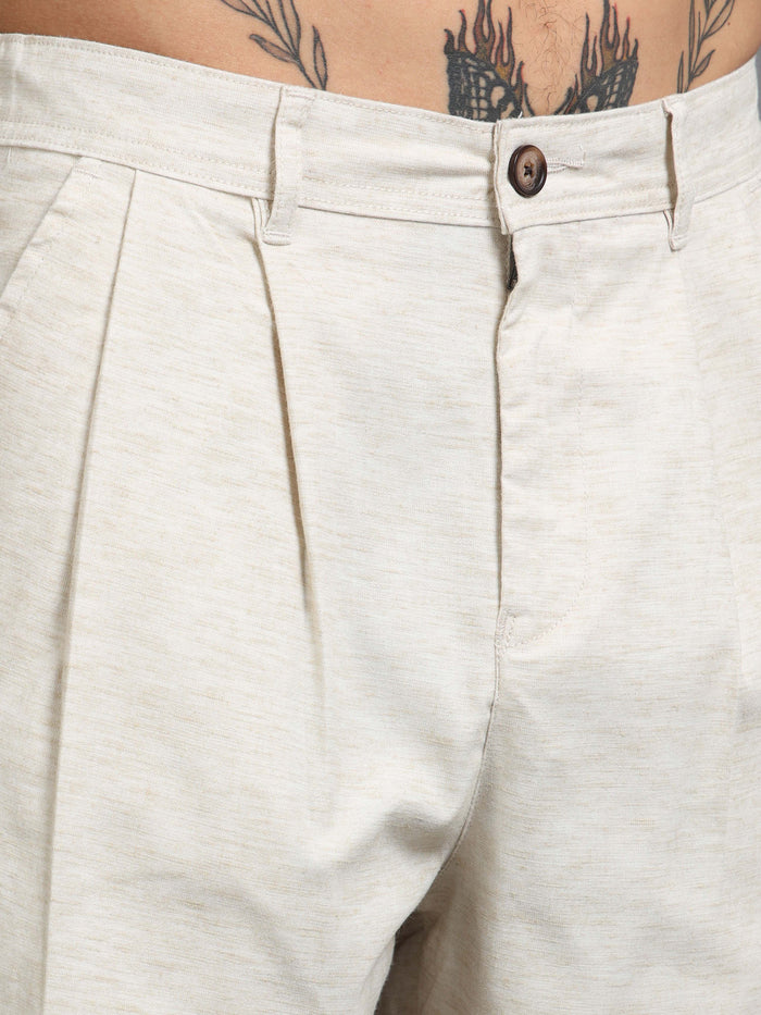 Versatile Pleated Trouser In Cream Online - Trouser For Men