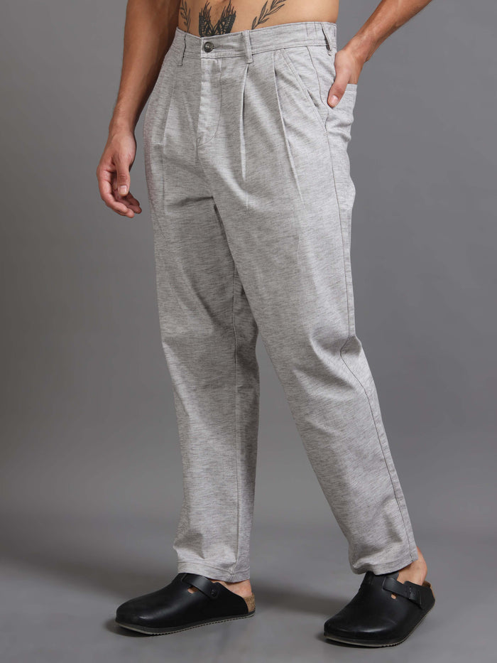 Versatile Pleated Trouser In Grey For Men
