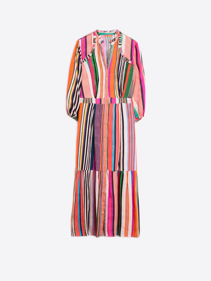 Vilagallo Brielle Dress Stripes Jacquard Print