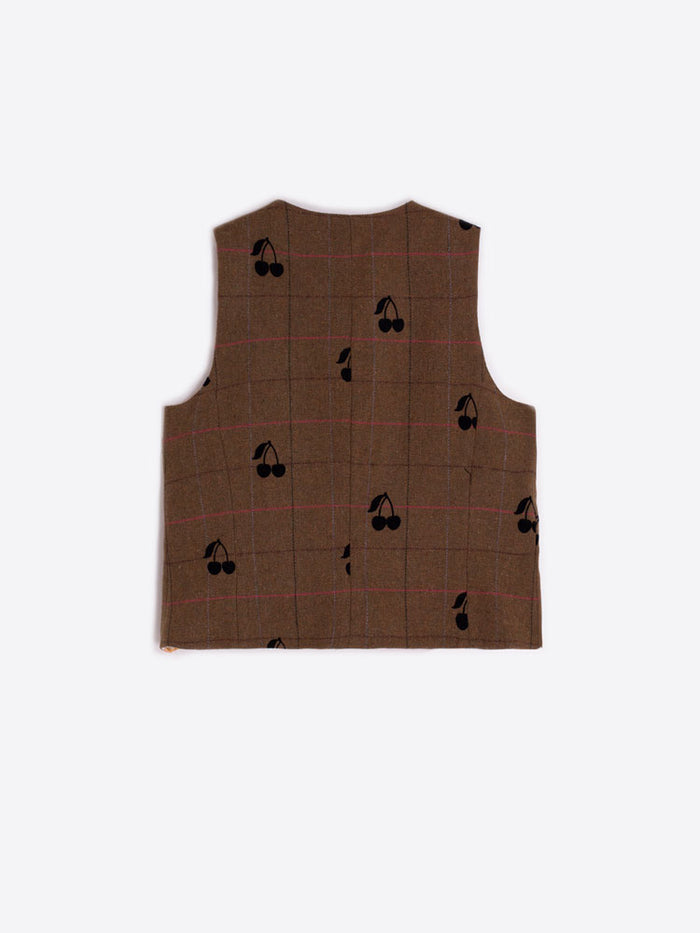 Vilagallo Brown Tweed Cherry Waistcoat