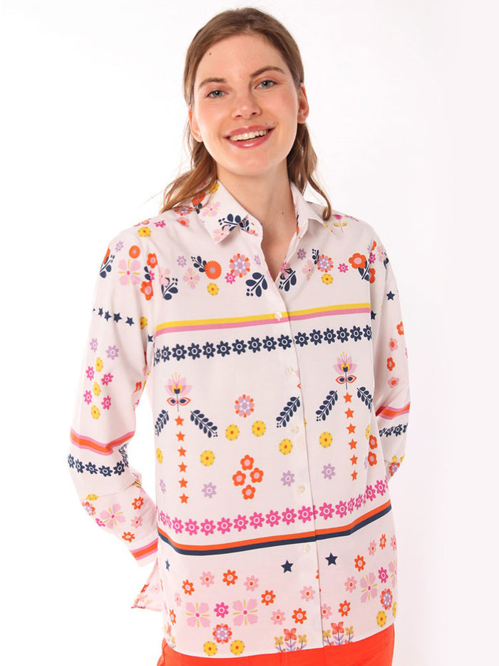Vilagallo Irina Shirt White & Pink Floral