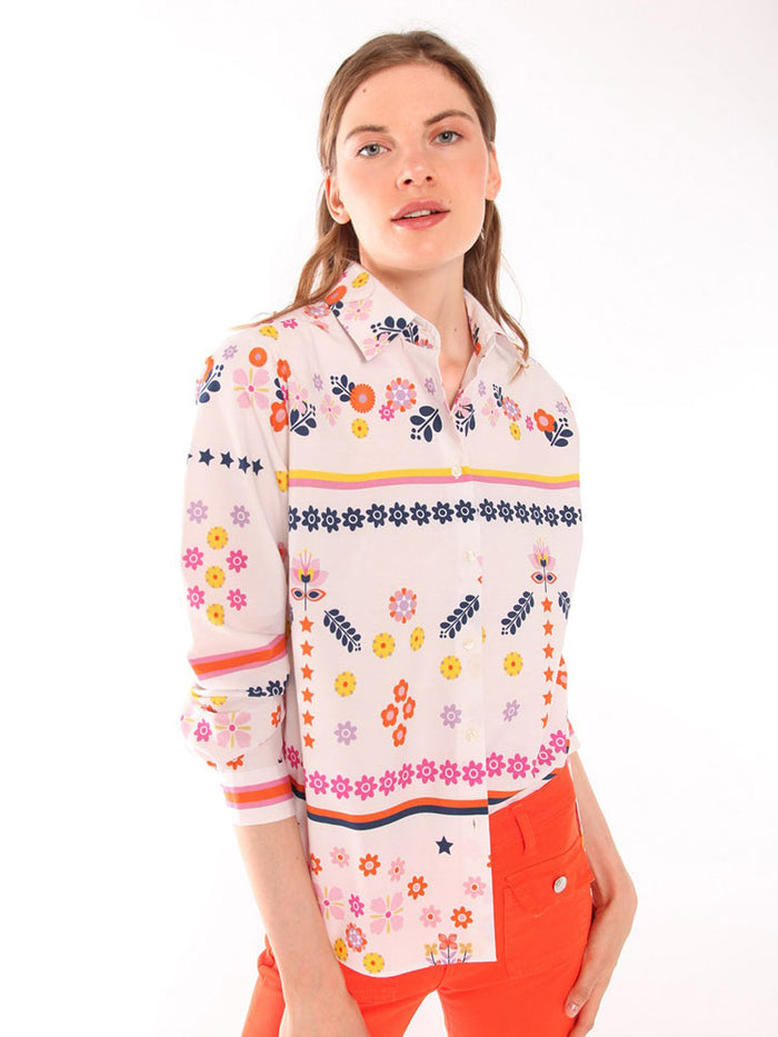Vilagallo Irina Shirt White & Pink Floral