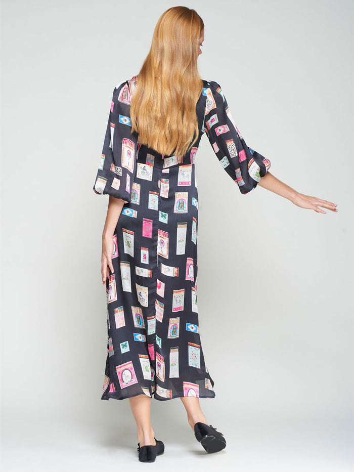 Vilagallo Navy Printed Dress