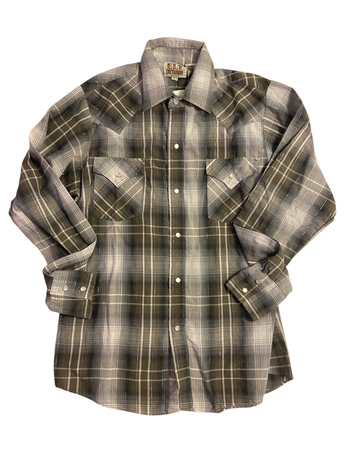 Vintage ELY Black Silver Western Pearl Snap Shirt *Size Large - Deer Creek Mercantile