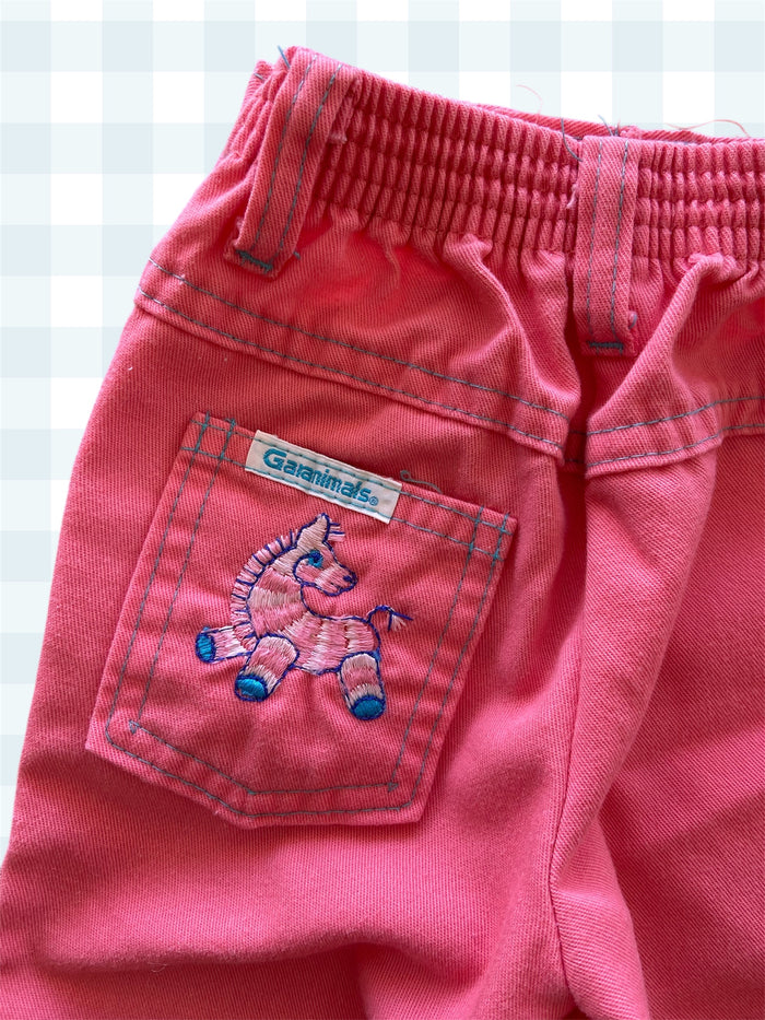 Vintage Garanimals 1980s Pink Embroidered Zebra Pants 3-6 Months - Deer Creek Mercantile