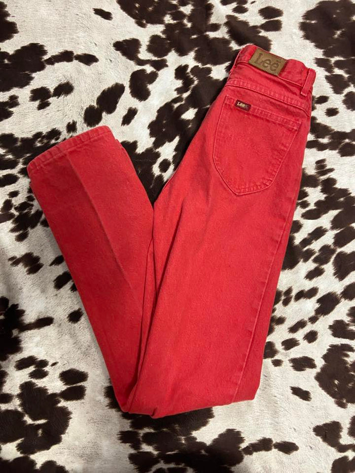 Vintage Lee Women's Denim Jeans Red *Waist Size 24” - Deer Creek Mercantile