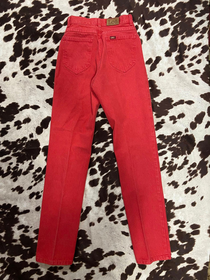 Vintage Lee Women's Denim Jeans Red *Waist Size 24” - Deer Creek Mercantile